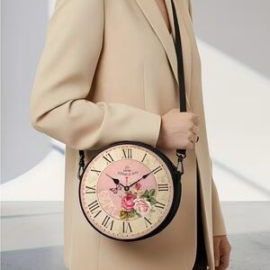 Vintage Rose Clock Face Crossbody/Backpack Bag